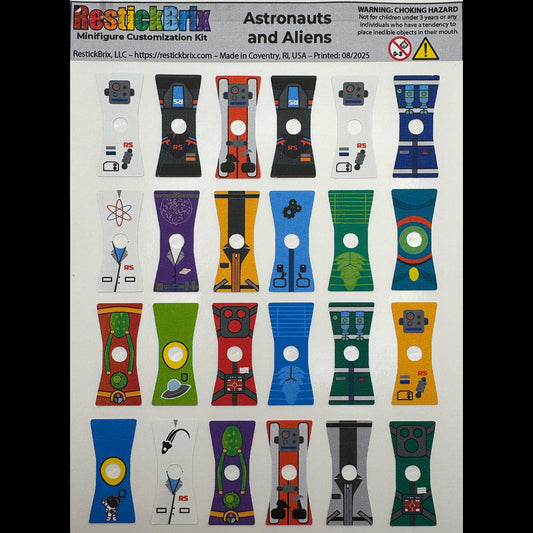 Astronauts and Aliens: Reusable Customization Stickers for LEGO® Minifigures