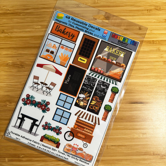 Bakery: Reusable Decals for Customizing Magnetic Tiles, Plastic Bricks, and more