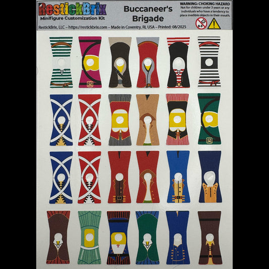 Buccaneer's Brigade: Reusable Customization Stickers for LEGO® Minifigures
