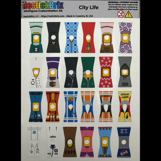 City Life: Reusable Customization Stickers for LEGO® Minifigures