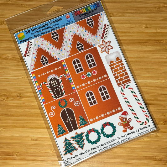 Gingerbread: Reusable Decals for Customizing Magnetic Tiles, Plastic Bricks, and more