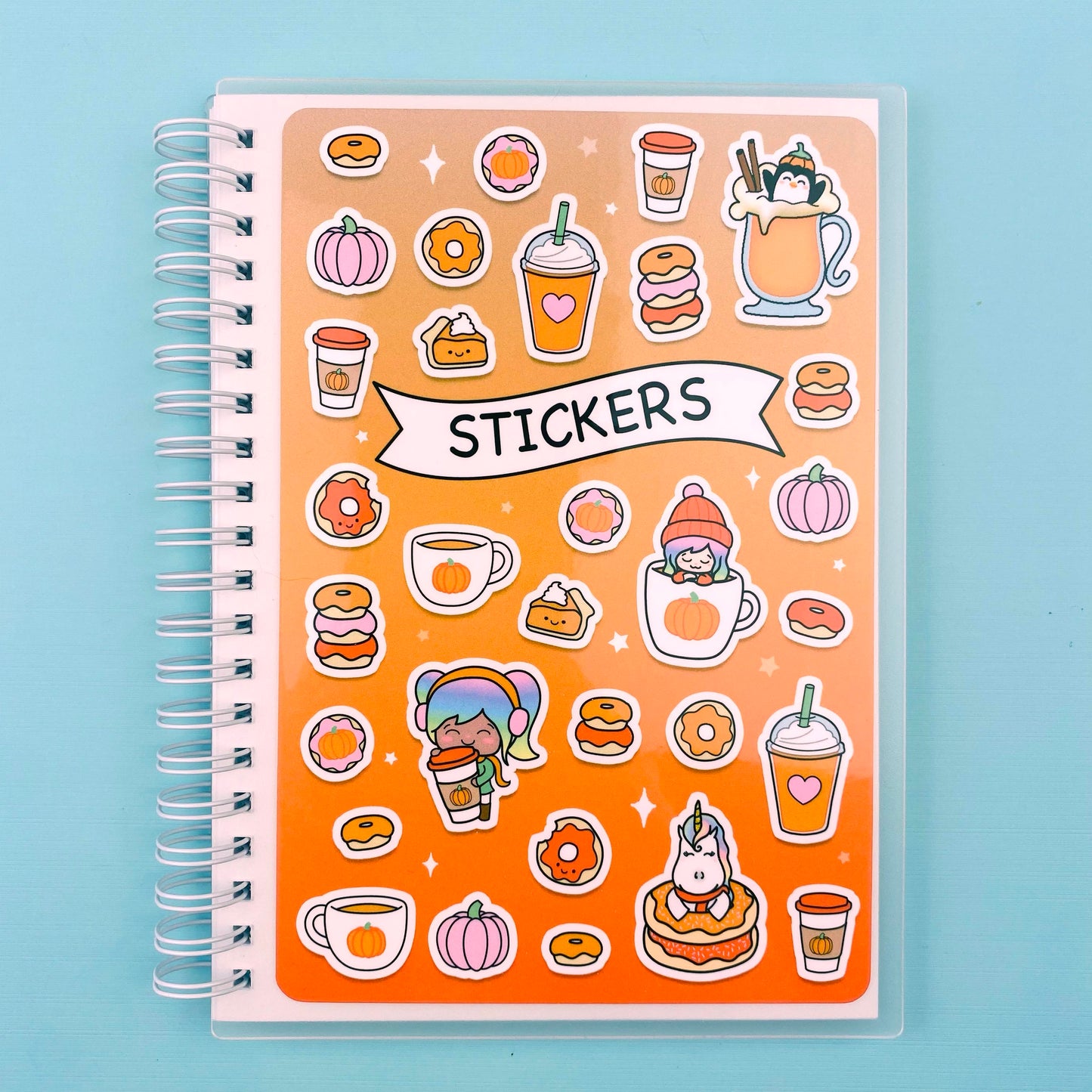 Pumpkin Spice Sticker Collage Reusable Sticker Storage Book