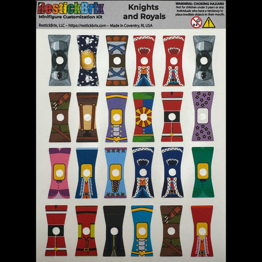 Knights and Royals: Reusable Customization Stickers for LEGO® Minifigures