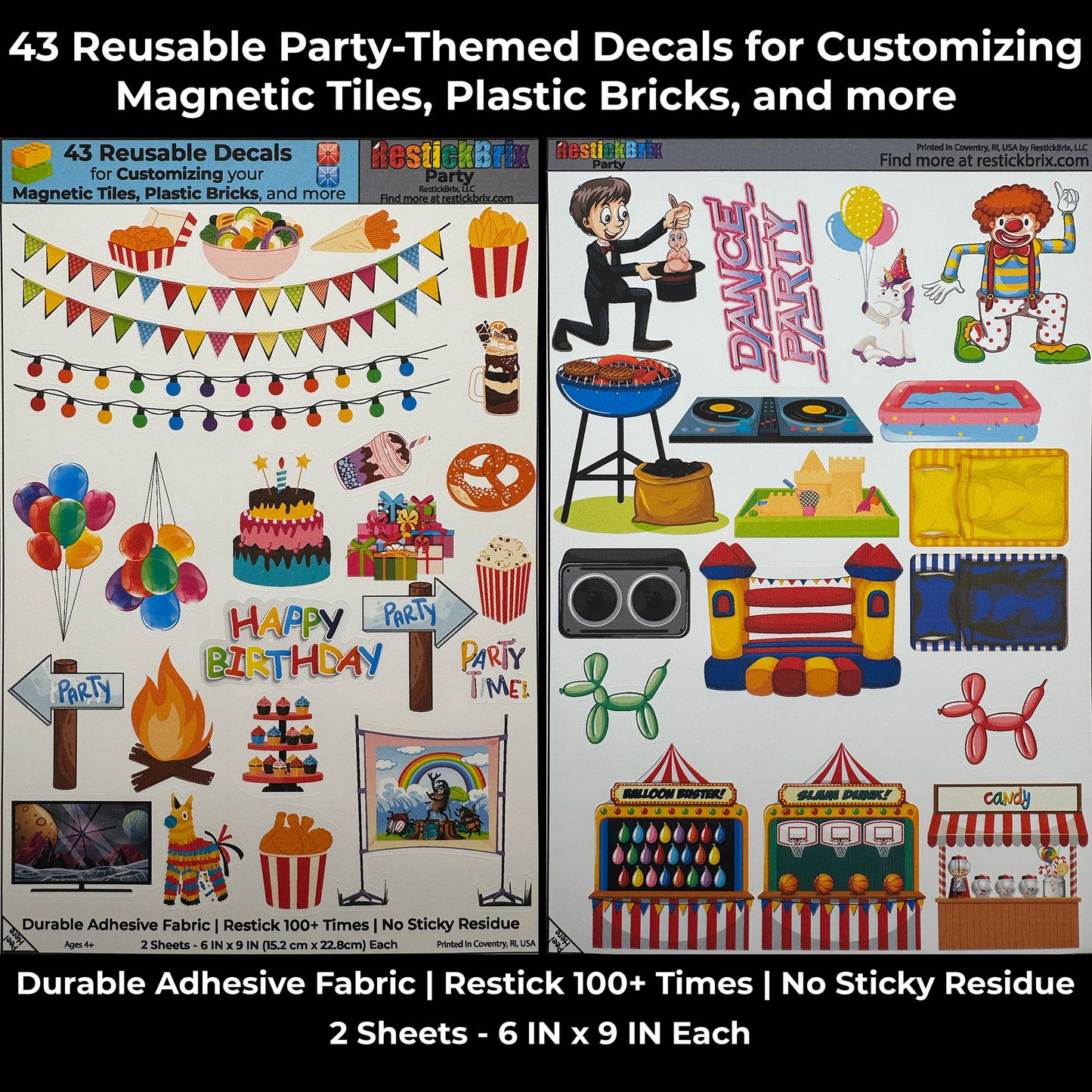 Party: Reusable Fabric Stickers for Building Toys