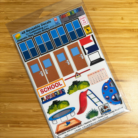 School: Reusable Decals for Customizing Magnetic Tiles, Plastic Bricks, and more