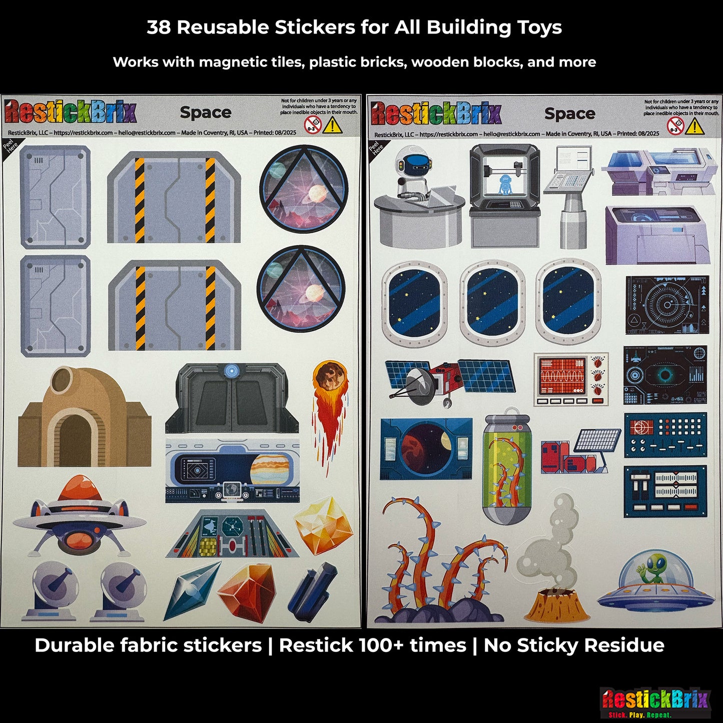 Space: Reusable Fabric Stickers for Building Toys