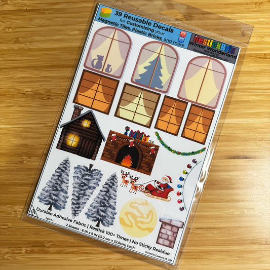 Winter Wonderland: Reusable Decals for Customizing Magnetic Tiles, Plastic Bricks, and more