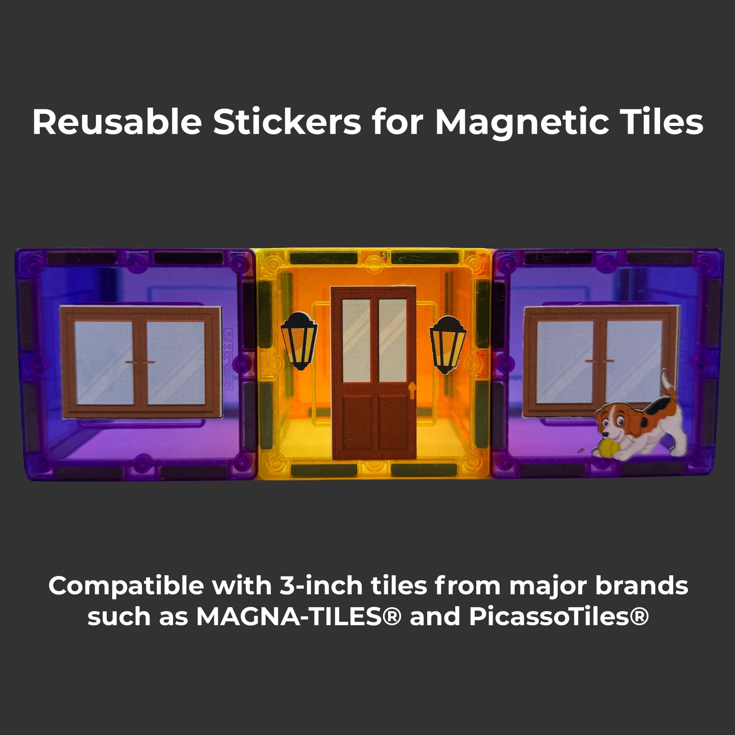 Reusable Stickers for Magnetic Tiles (MAGNA-TILES® and PicassoTiles® Compatible)