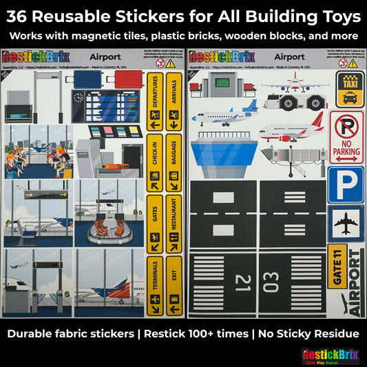 Airport: Reusable Fabric Stickers for Building Toys