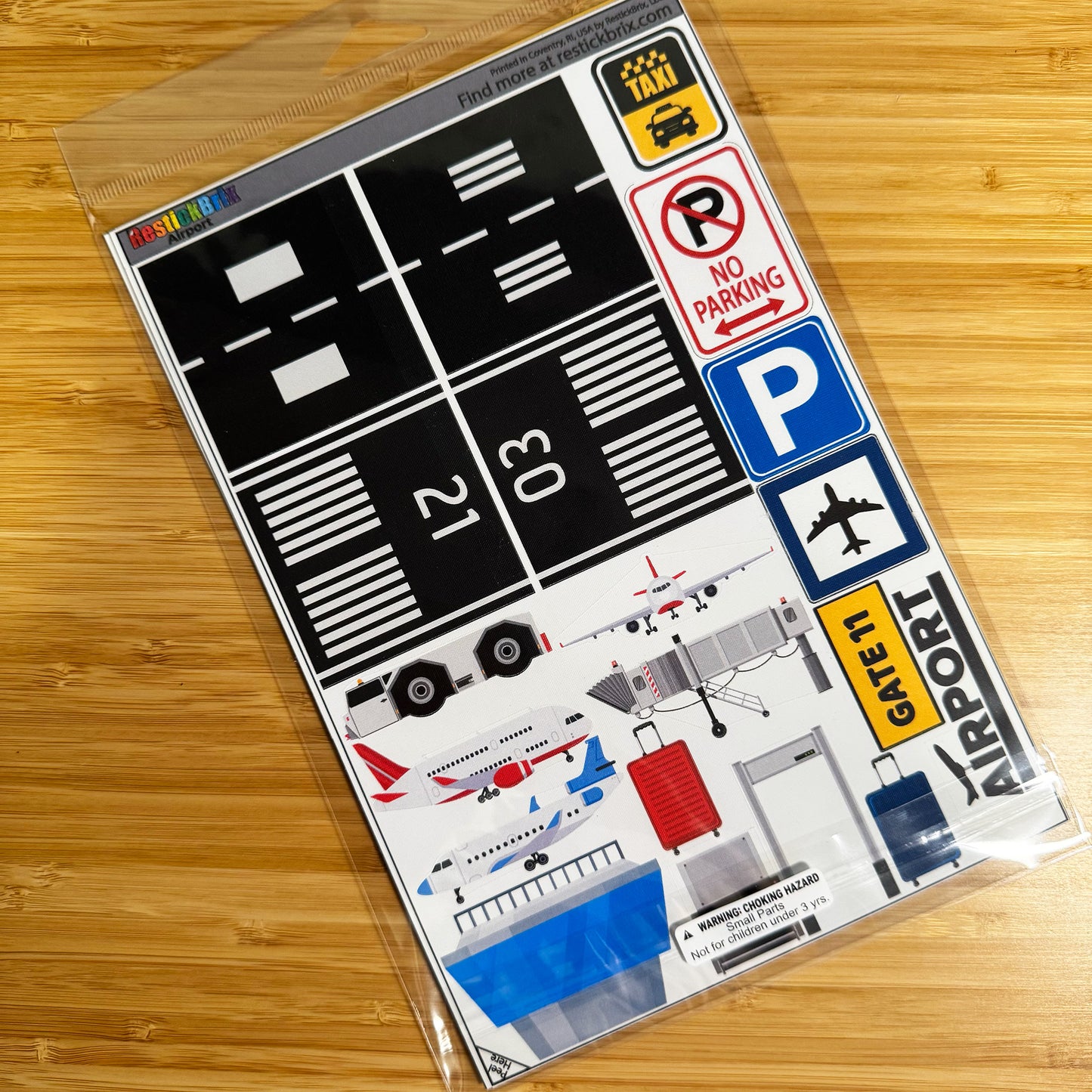 Airport: Reusable Decals for Customizing Magnetic Tiles, Plastic Bricks, and more