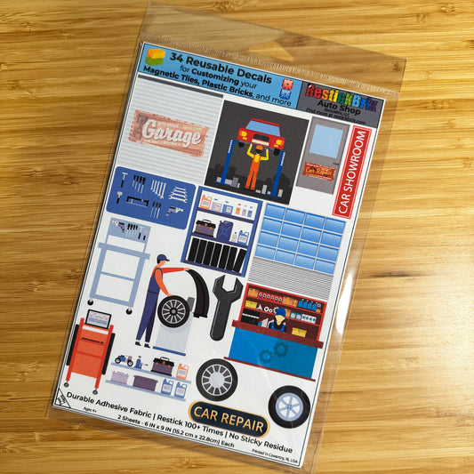 Auto Shop: Reusable Fabric Stickers for Building Toys