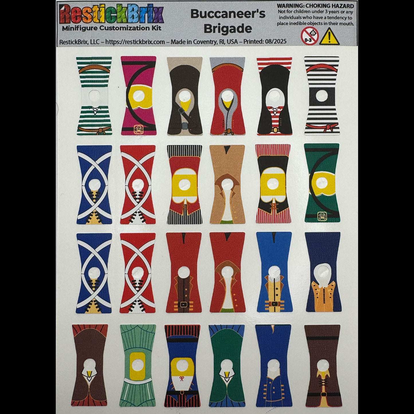 Buccaneer's Brigade: Reusable Customization Stickers for LEGO® Minifigures