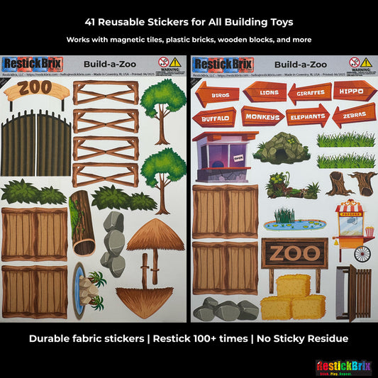 RestickBrix Zoo: Reusable Fabric Stickers for Building Toys