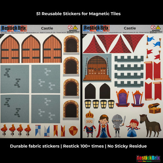 RestickBrix Castle: Reusable Fabric Stickers for Magnetic Tiles