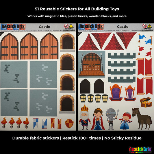 RestickBrix Castle: Reusable Fabric Stickers for Building Toys