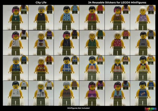City Life: Reusable Customization Stickers for LEGO® Minifigures