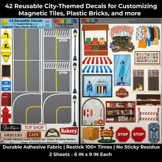 City Streets: Reusable Fabric Stickers for Building Toys