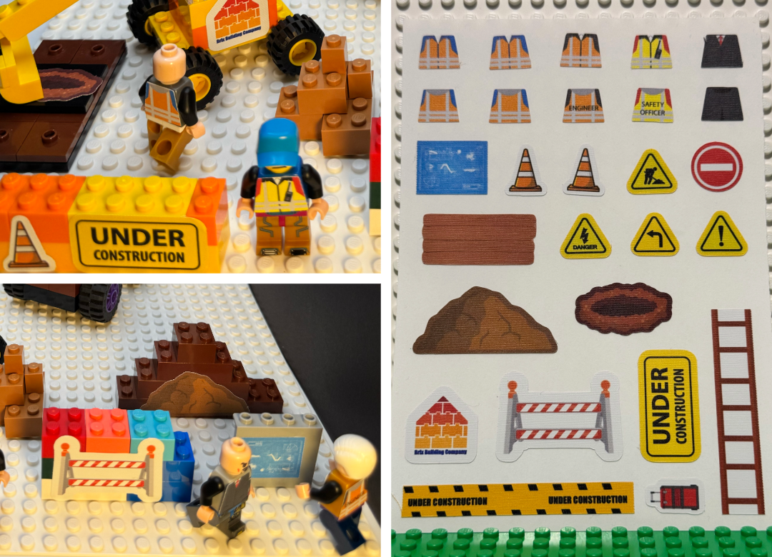 Construction Zone - Reusable Sticker Pack for LEGO® Builds