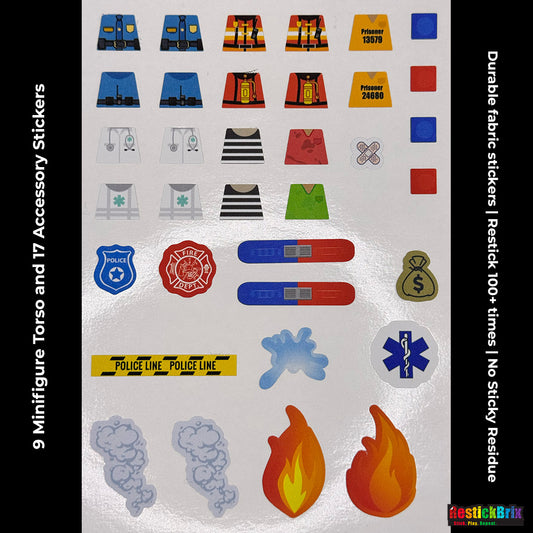 First Responders – Rescue & Hero-Themed Reusable LEGO®-Compatible Stickers for Creative Play
