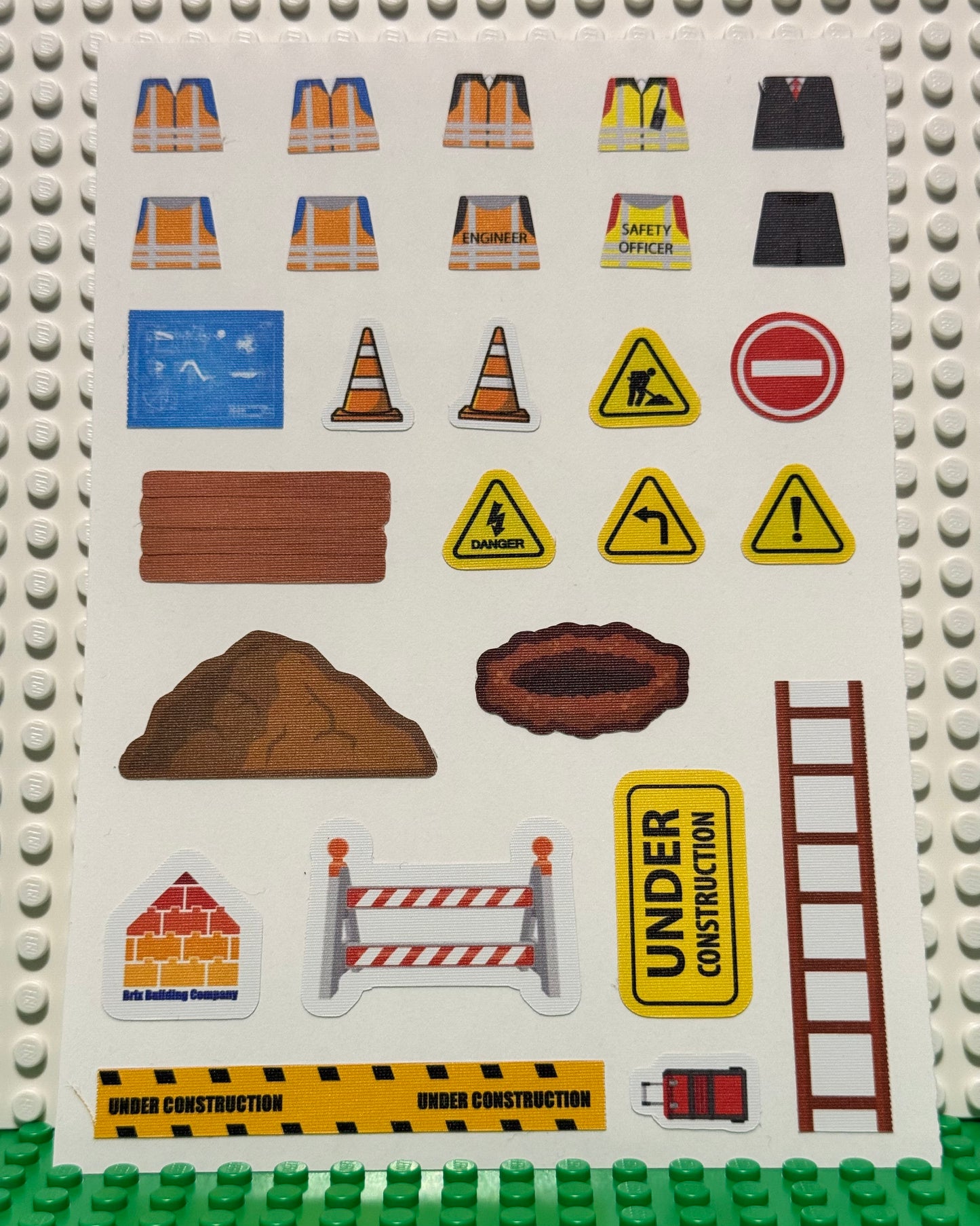 Construction Zone - Reusable Sticker Pack for LEGO® Builds