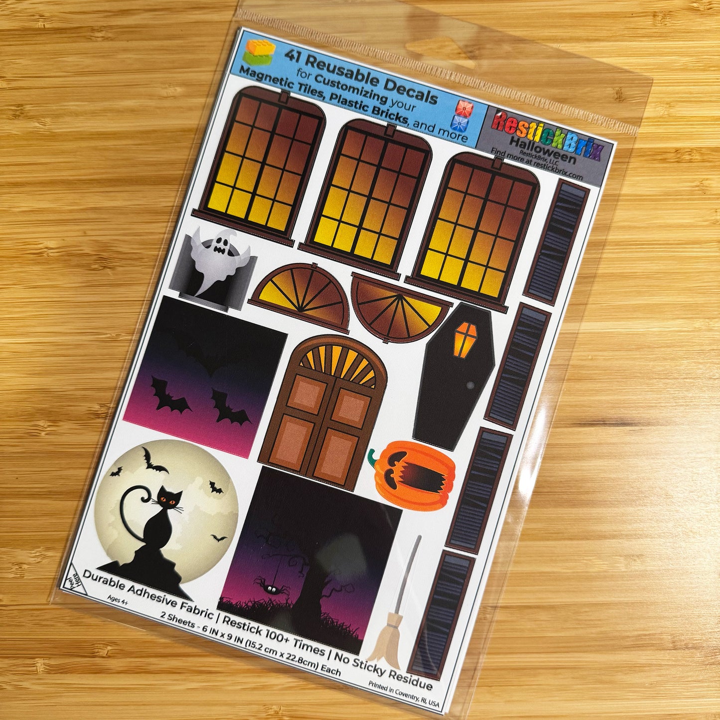 Halloween: Reusable Decals for Customizing Magnetic Tiles, Plastic Bricks, and more