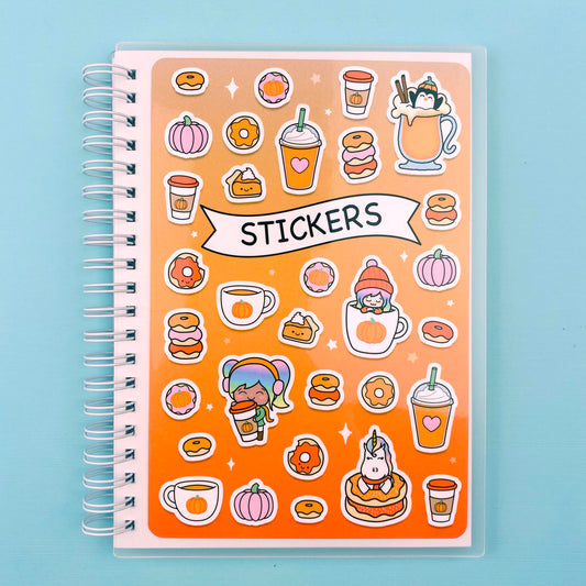 Pumpkin Spice Sticker Collage Reusable Sticker Storage Book