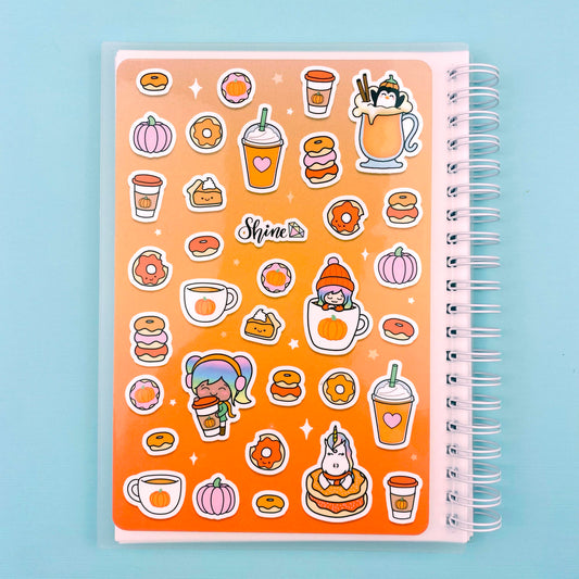 Pumpkin Spice Sticker Collage Reusable Sticker Storage Book