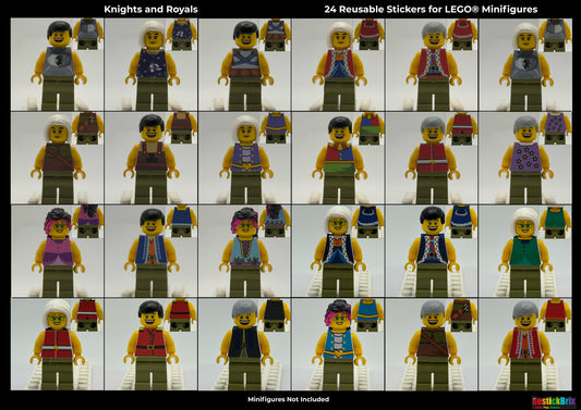 Knights and Royals: Reusable Customization Stickers for LEGO® Minifigures