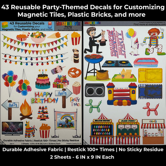 Party: Reusable Fabric Stickers for Building Toys