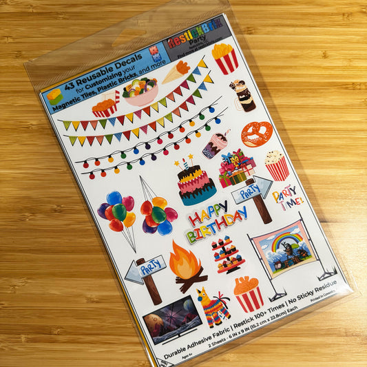 Party: Reusable Fabric Stickers for Building Toys