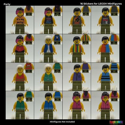 RestickBrix Party: Reusable Fabric Stickers for LEGO® Bricks & Minifigures