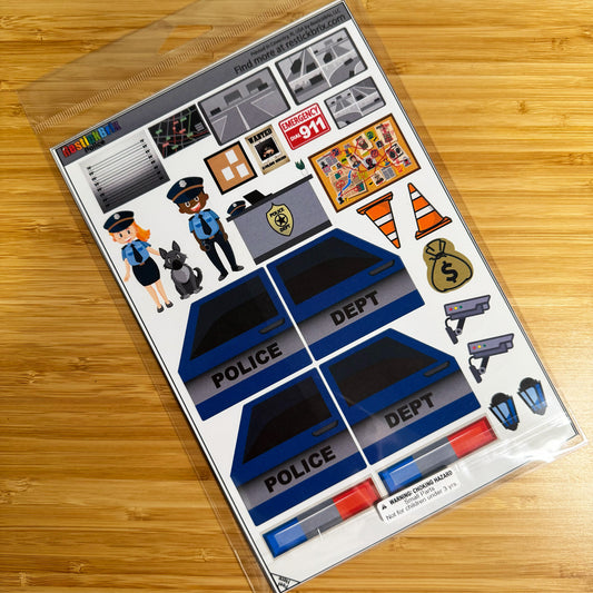Police: Reusable Fabric Stickers for Building Toys