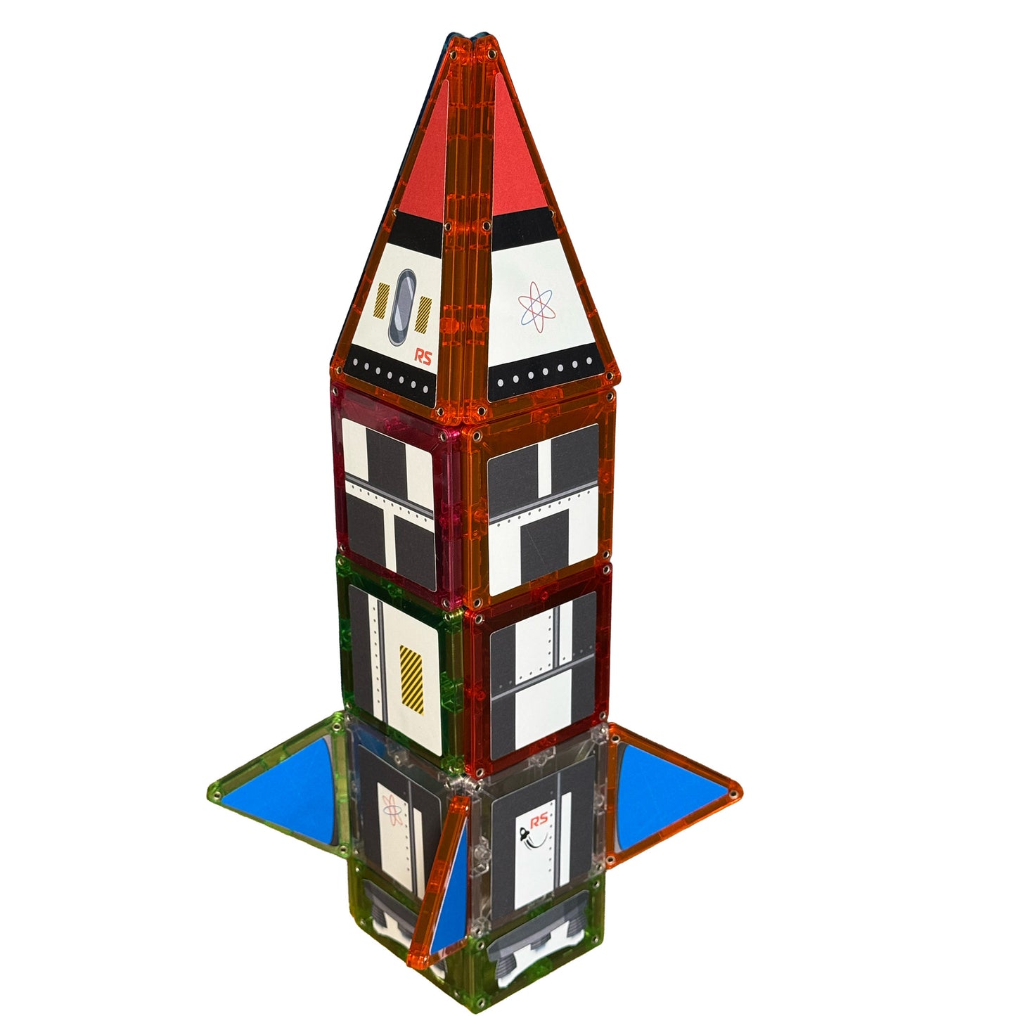 Rocket Ship: Reusable Decals for Customizing Magnetic Tiles, Plastic Bricks, and more