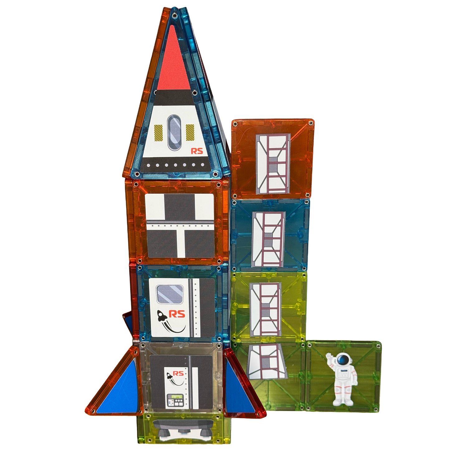 Rocket Ship: Reusable Decals for Customizing Magnetic Tiles, Plastic Bricks, and more