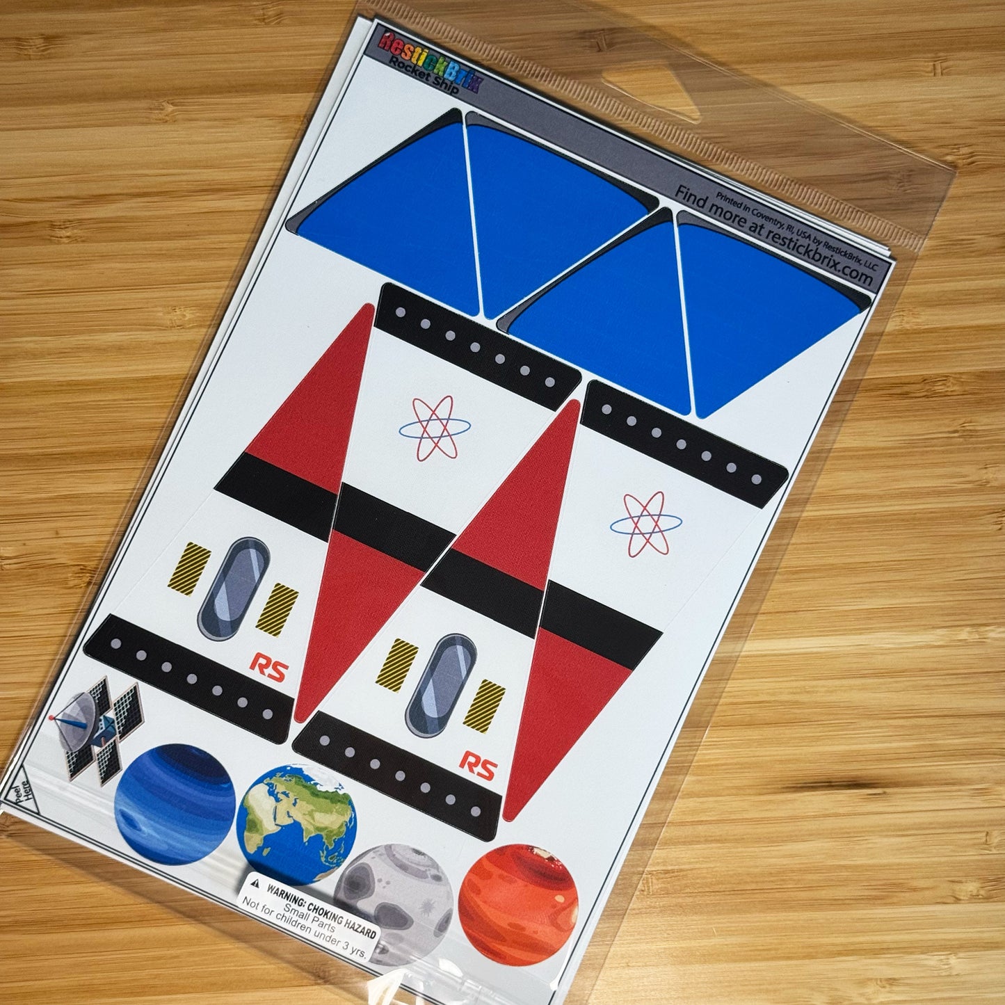 Rocket Ship: Reusable Decals for Customizing Magnetic Tiles, Plastic Bricks, and more