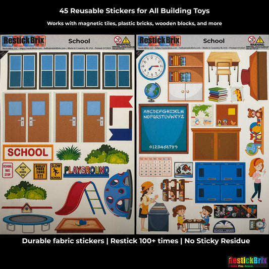 RestickBrix School: Reusable Fabric Stickers for Building Toys