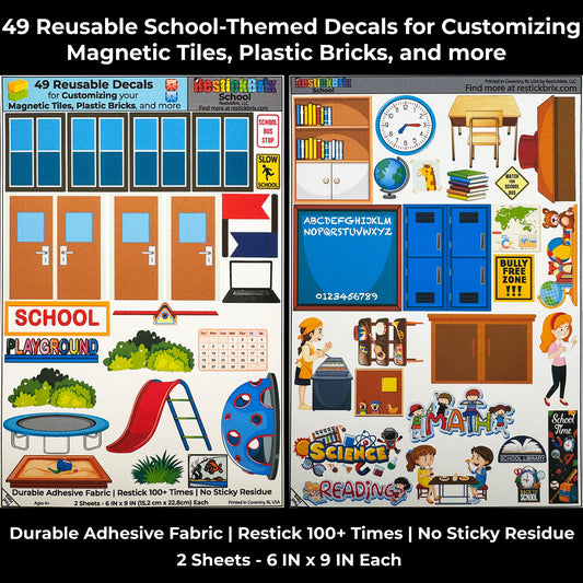 School: Reusable Fabric Stickers for Building Toys