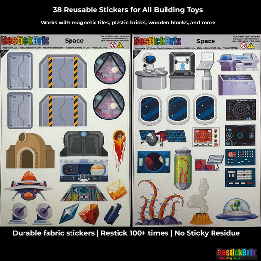 RestickBrix Space: Reusable Fabric Stickers for Building Toys