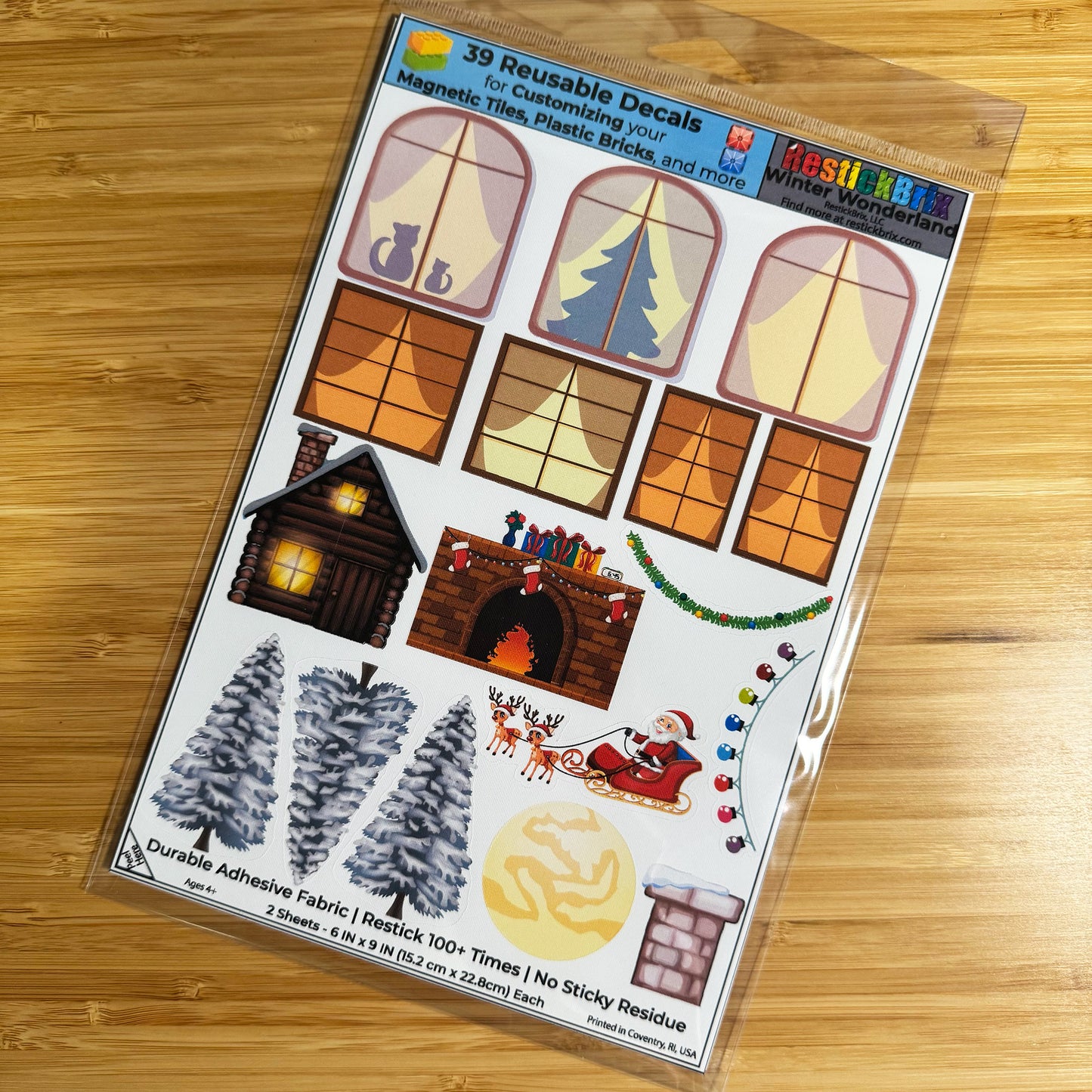 Winter Wonderland: Reusable Decals for Customizing Magnetic Tiles, Plastic Bricks, and more