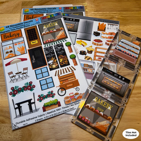 Bakery: Reusable Decals for Customizing Magnetic Tiles, Plastic Bricks, and more