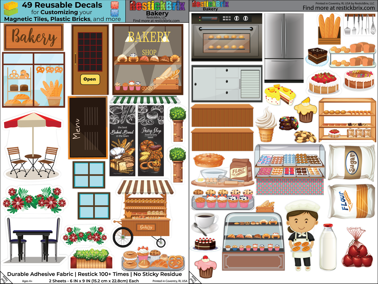 Bakery: Reusable Decals for Customizing Magnetic Tiles, Plastic Bricks, and more